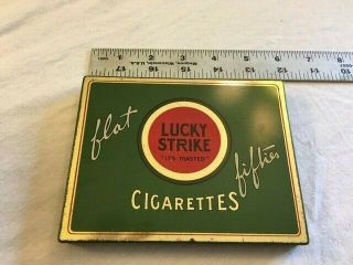 Vtg Cigarette Advertising Lithograph Tin Lucky Strike Flat Fifties Cigarettes