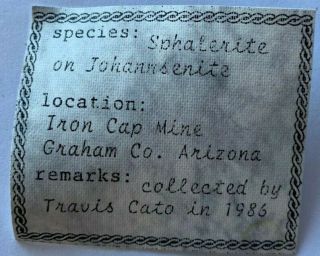 Good representation of Sphalerite on Johannsenite from Arizona 4