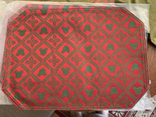 Disney Store Holiday Christmas Mickey Mouse Red Green Placemats