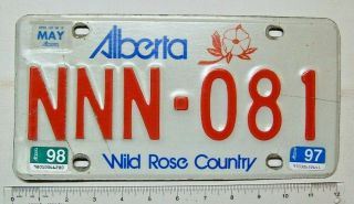 1997 1998 Alberta " Wild Rose Country " Passenger License Plate Nnn - 081