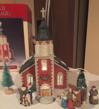 Lemax 1992 Old World Village Red Brick Church Porcelain House 25044 - More
