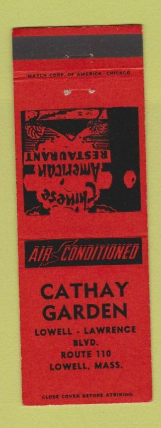 Matchbook Cover - Cathay Garden Chinese Restaurant Lowell Ma