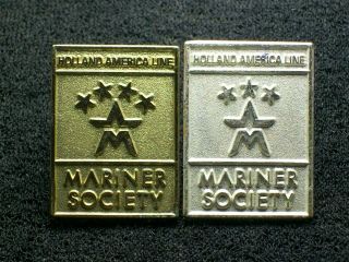 Holland America Line Two Pin 3 And 4 Star Mariner Society Cruise Ship Boat Badge