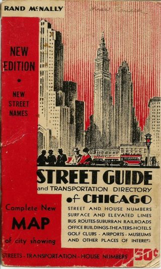 Rand Mcnally Chicago Il Street Guide.  Map Book,  1941 (