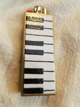 Vtg Enaeled Keyboard Music Retro Cover Case Bic Cigarette Lighter Holder Piano