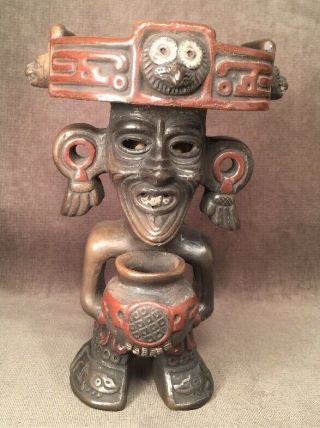 Vintage Terracotta Clay Pottery Aztec Mayan Inka Peru Figure Mexico 8”