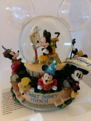 Walt Disney Studios Mickey Mouse Through The Years Large Snow Globe Boxed