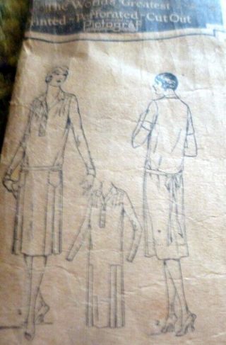 Lovely Vtg 1920s Dress Pictorial Review Sewing Pattern 14/32