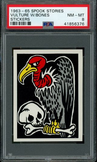 1961/1963 - 65 Leaf Spook Stories Sticker Vulture W/ Bones Psa 8 Nmmt Low Pop 1/7