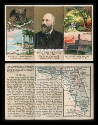1880s N133 State & Territorial Governors & Coats Of Arms Florida Aa - 7190