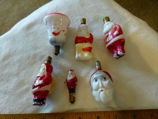 Antique Christmas Lights - Figural Bulbs - All Santas - One On A Bell - 1930s - 40s