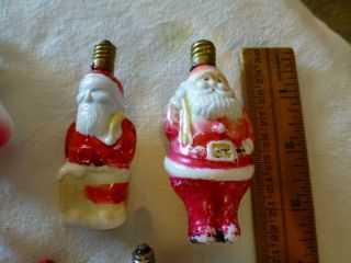 ANTIQUE CHRISTMAS LIGHTS - FIGURAL BULBS - ALL SANTAS - ONE ON A BELL - 1930S - 40S 3