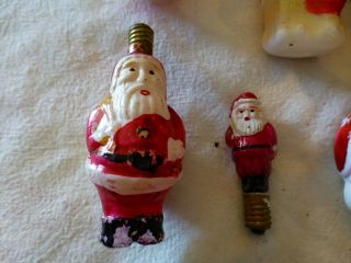ANTIQUE CHRISTMAS LIGHTS - FIGURAL BULBS - ALL SANTAS - ONE ON A BELL - 1930S - 40S 4