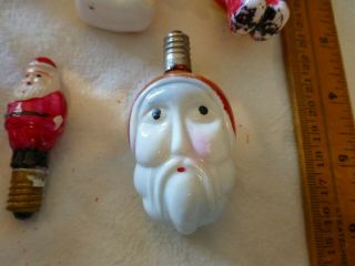 ANTIQUE CHRISTMAS LIGHTS - FIGURAL BULBS - ALL SANTAS - ONE ON A BELL - 1930S - 40S 5