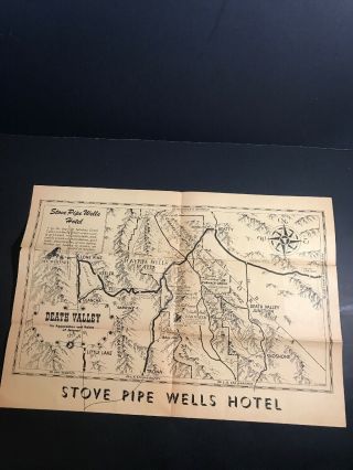 Vintage Death Valley Souvenir Map 15 X 10.  5 Stove Pipe Wells Hotel California