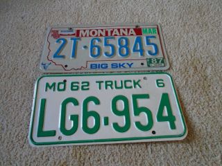 2 Vintage Montana License Plates