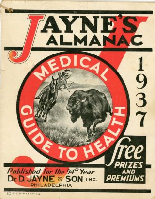1937 Jaynes Almanac - Medical Guide To Health W/ Much Advertising 5.  5 " X 7 "