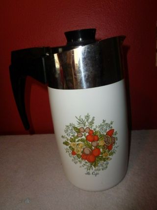 Vintage Corning 10 Cup Electric Coffee Pot Percolator Le Cafe Pattern