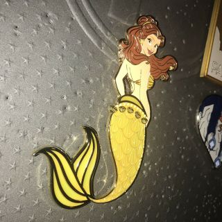 Disney Fantasy Pin Belle Beauty And The Beast Mermaid Princess LE Stained Glass 3