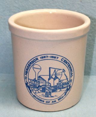 Souvenir Ceramic Crock For Henderson,  Ne Centennial In 1987