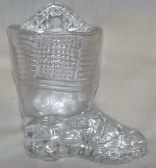 Vintage Glass Boot Match Holder Wall Pocket 4 Inch