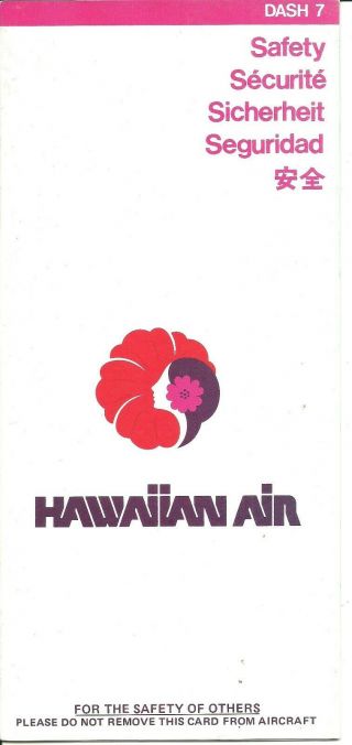 Rare Hawaiian Air Dash 7 Safety Card