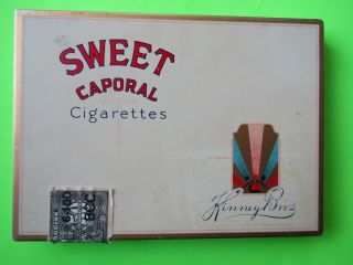 Sweet Caporal Cigarettes Tin Case,  W/ Stamp Attached
