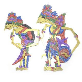 Wayang Kulit Rama And Shinta Leather Puppet Miniatures Indonesian With No Handle