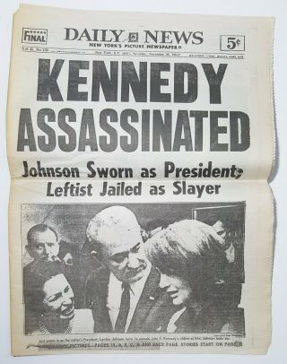 York Daily News Paper Kennedy Assassinated Death November 23 1963 Full Rare