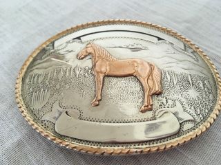 Vintage Comstock Silversmiths German Silver Belt Buckle With Horse Not Engraved