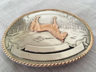 Vintage Comstock Silversmiths German Silver Belt Buckle With Horse Not engraved 4