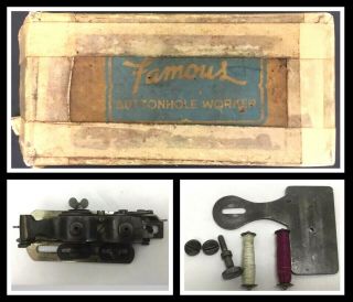 Vintage Dritz Button Maker Kits 1/4 " To 1 " Famous Buttonhole Worker Box,  Instr