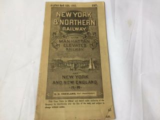 1890 York & Northern Railway Time Table With Advertising Vgc