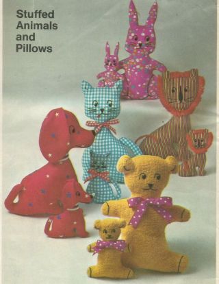 9098 Simplicity Transfer Sewing Pattern Stuffed Animals & Pillows Vintage 1970