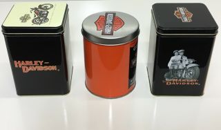 3 Harley Davidson Motor Cycles Collectible Metal Storage Tins 2