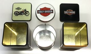 3 Harley Davidson Motor Cycles Collectible Metal Storage Tins 6