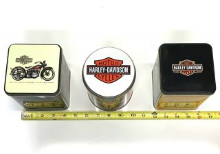 3 Harley Davidson Motor Cycles Collectible Metal Storage Tins 7