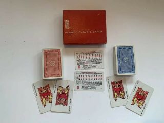 Kem Plastic Playing Cards Vintage 2 Decks With Jokers And Re - Order Card Dec 1962