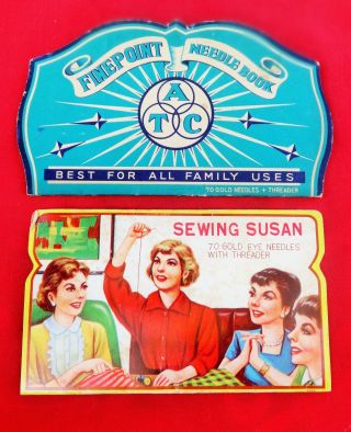 Vintage Sewing Susan & Finepoint Sewing Needle Books Made In Japan