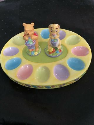 Disney Winnie The Pooh Rabbit Easter Egg Plate Platter Salt Pepper Birthday Tray