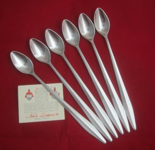 6 Mcm Norsk Stålpress Norstaal Inka Stainless Flatware Iced Tea Spoons Norway