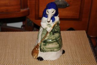 Kitchen Witch Utensil Holder - Pottery Witch Holding Broom - Country Decor