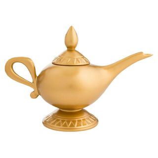 Ceramic Aladdin Lamp Teapot - Collectible Genie Lamp Tea Kettle - Gold Tea Pot