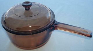 Corning Ware Amber Visions 1.  5l Covered Saucepan Pot Made In Usa
