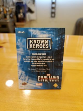 UD Captain America Civil War Known Heroes Memorabilia Card KH - AM Ant - Man Checker 2