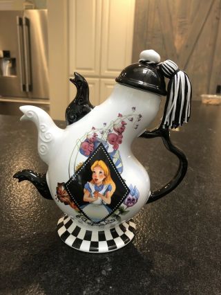 Disney Alice In Wonderland Triple Spout Teapot - Rare - Disney Park Collectible