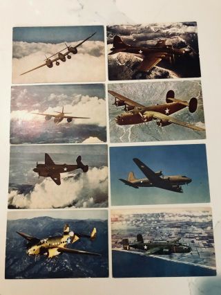 (8) Vintage Postcards.  Wwll Bombers.