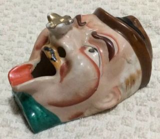 Vintage Syphilis Big Mouth Ashtray Man With Fly On Nose Represents Disease
