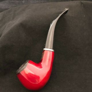 Vintage Red And Black Glossy Tobacco Pipe Marked S On The Stem