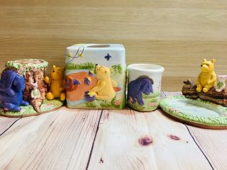 Disney Classic Winnie The Pooh Ceramic Bathroom Set Of 4